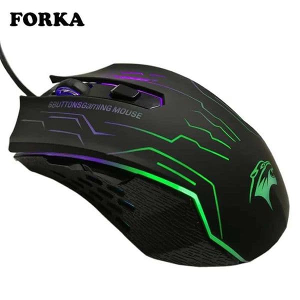 FORKA Silent Click USB Wired Gaming Mouse 6 Buttons 3200DPI Mute Optical Computer Mouse Gamer Mic for PC Laptop Gaming Mouse M250102