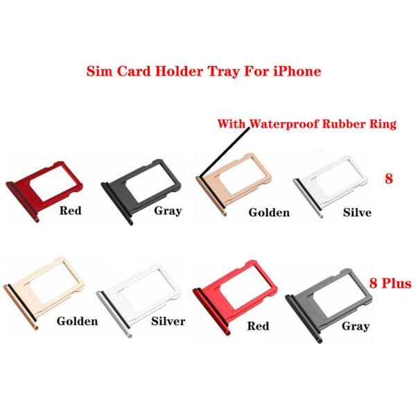 Sim Card Tray Slot Holder Adapter With Waterproof Rubber Ring For iPhone 8 Plus Replacement Mobile Phones Accessories
