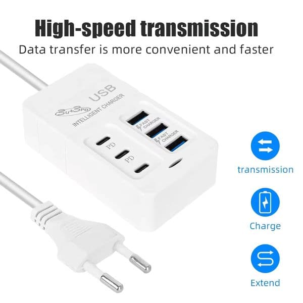 6 Ports 35W USB Charger 35W PD Type C Fast Charge Quick Wall Chargers USB Hub Adapter Mobile Phone 2025 EU US Plug USB Type C Charger