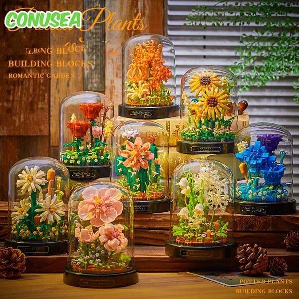 Christmas Gift Miniature Flower Building Blocks Mini Brick Particles Eternal Life Flower Home Decoration Assembly Puzzle Toys for Children W250102