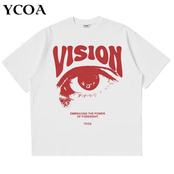 Mens T-Shirt Oversized 100% Cotton Eye Graphic Korean Summer Y2k Tops Tees Streetwear Harajuku Short Sleeve Aesthetic Clothing 241231