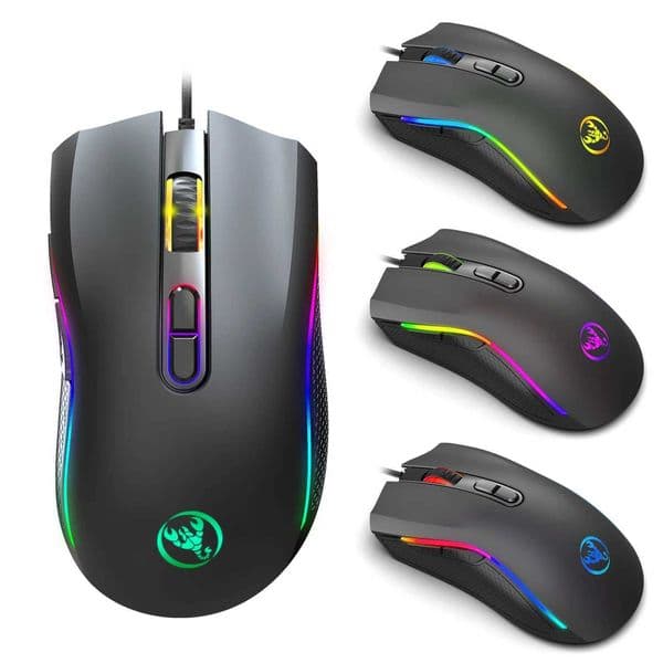 Hongsund new macro programming RGB 7200DPI luminous gaming mouse electric racing cable mouse 6 dpi file adjustable gaming mouse M250102