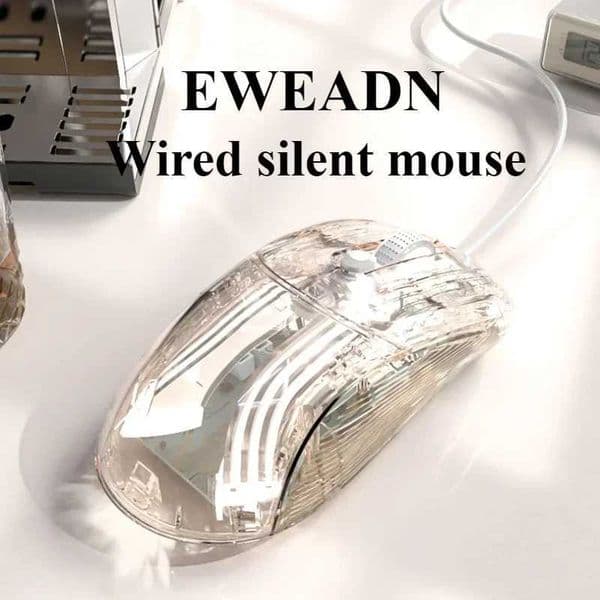 High Quality Eweadn Q8 wired mouse mute office transparent RGB silent click lightweight ergonomic PC game console laptop accessories mouse gift Z250102