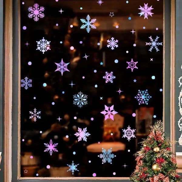 colored luminous snowflakes Christmas window decoration wall sticker decoration 250102BJ