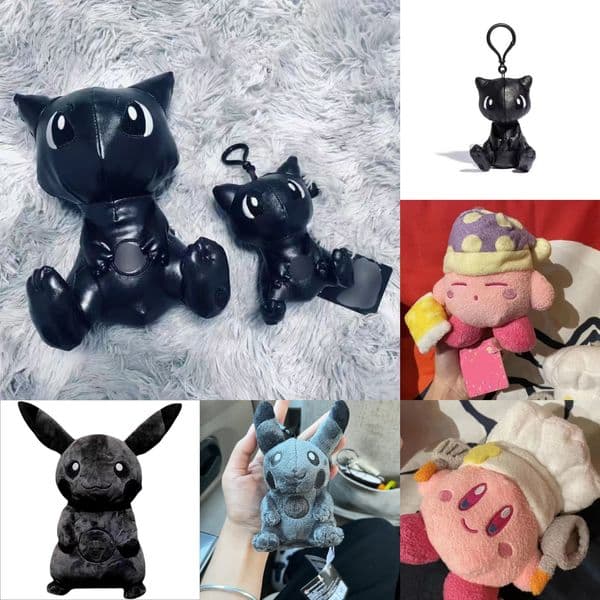 Backpack pendants Anime pendant plush Cartoon Key chain key ring doll toy action figure Dark Pikacu Mew Star Kirby decoration