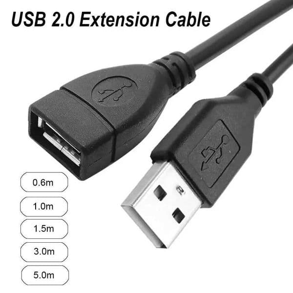 USB 2.0 A Male to A Female Data Sync Black Charger Extension Cable Cord USB Cable for PC Laptop KeyboardXJ250103