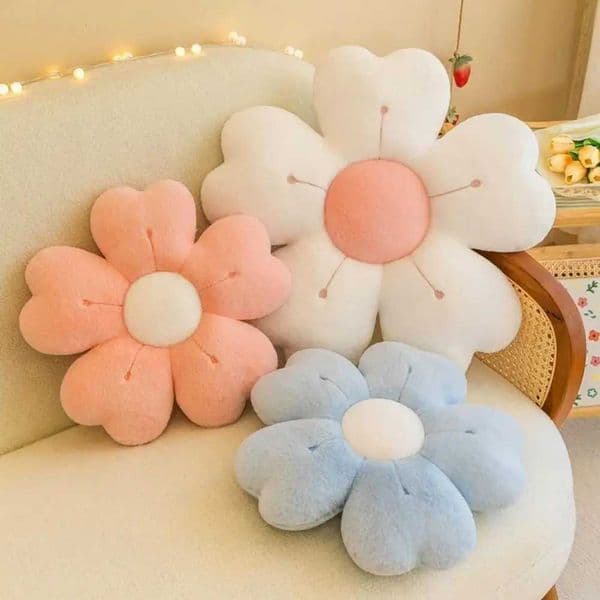 Throw Pillow Wear Resistant Washable Aesthetic Flower Shaped Floor Pillow Non-Fading Vibrant Color Cozy Floral CushionXJ250102