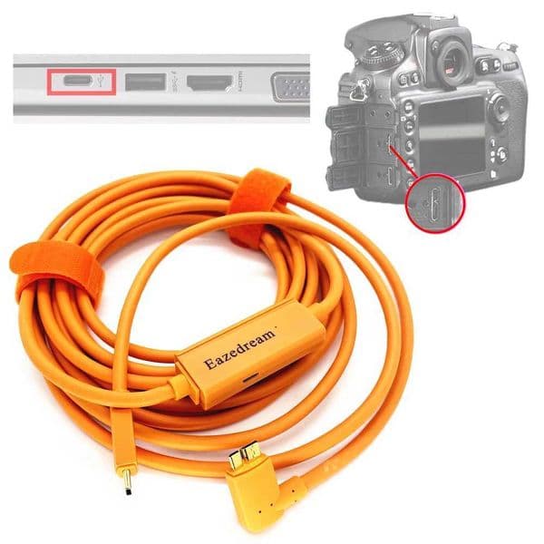 5m USB-C to Micro-B 3.0 Tethering Cable with Booster for 5D Mark IV 5DSR 1DX2 D850 D5 Camera Tethered Shooting TypeCXJ250103
