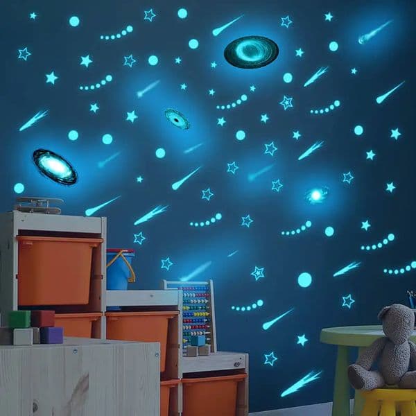 Luminous Universe Black Hole Wall Stickers Fluorescent Galaxy Space Starry Sky Stickers rens Room Decoration Stickers 250102