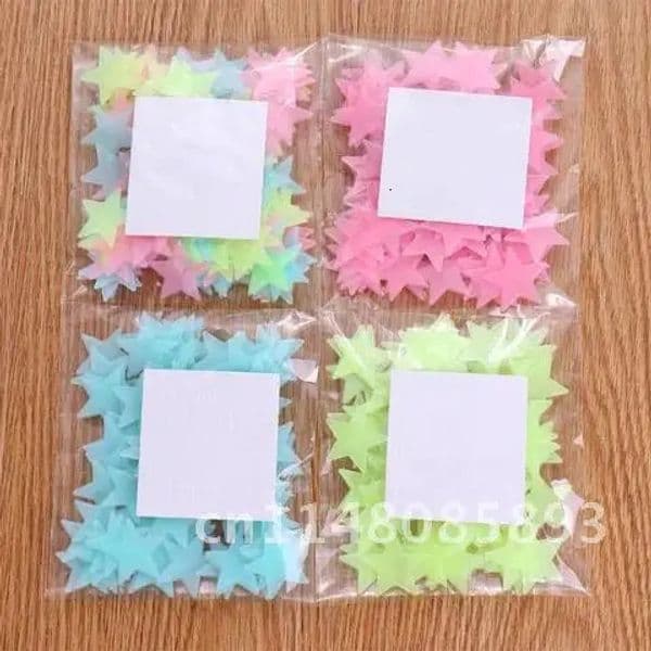 100 pieces of 3D Star Glow Dark Wall Stickers Luminous Fluorescent Wall Stickers rens Bedroom Ceiling Home Decoration 250102