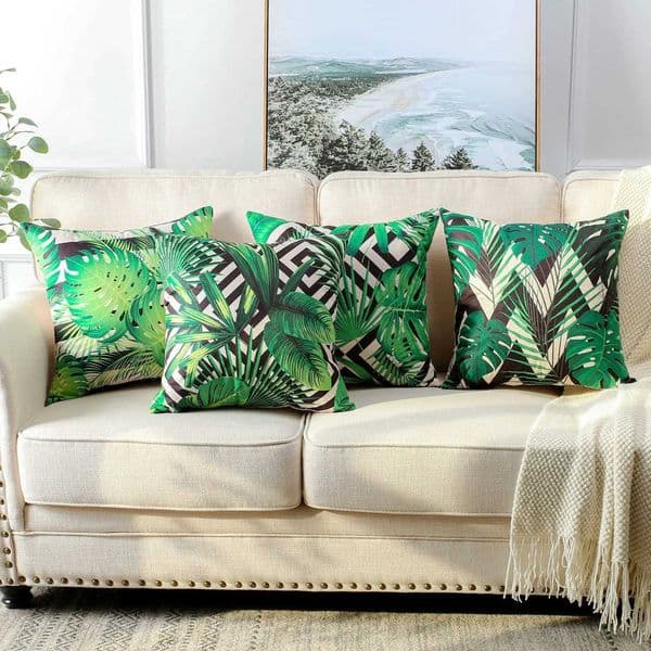 Tropical Plant Green Leaf Linen Cushion Cover for Car Living Room Sofa Bedroom Home Decor 40x40 45x45 50x50 60x60 PillowcaseXJ250102