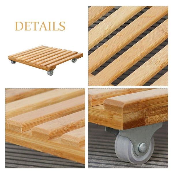 Plant Pot Base Roller Moving Tray With Wheel Tray Torus Holder Wood Square Plant Caddy Plant Stand with Roller #BO