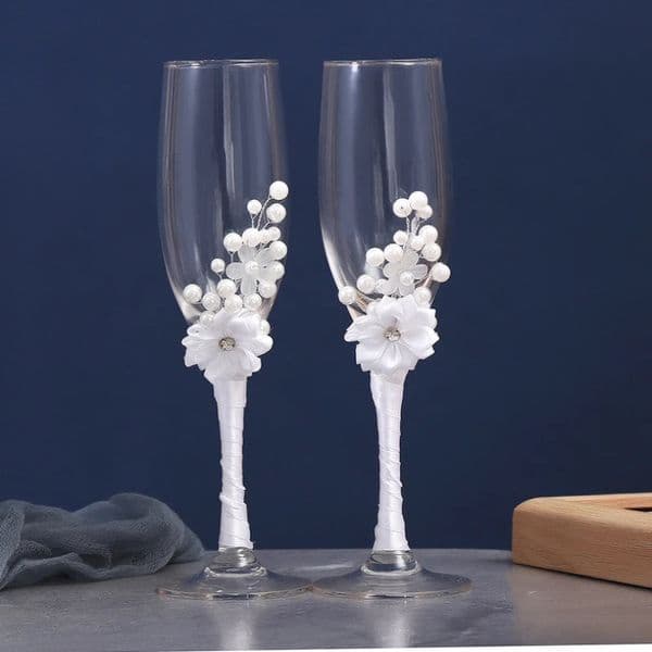 Wedding red wine champagne cup cake knife shovel pearl handmade flower rhinestone decoration four-piece set 250102
