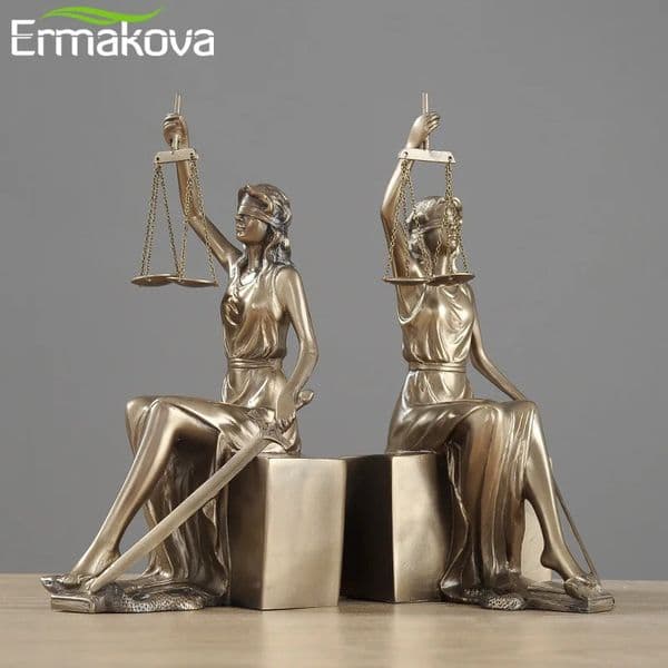 Ermakova European Antique Greek Justice Goddess Statue Fair Angel Resin Bookend Sculpture Ornament Study Room Decorative Gifts 250102
