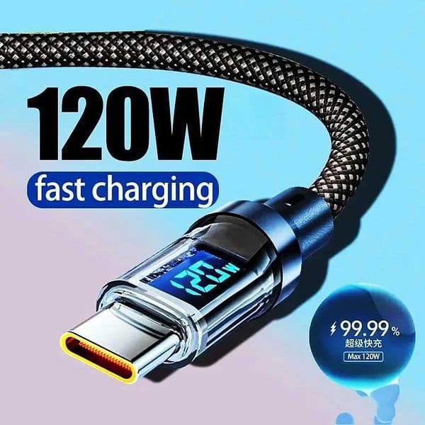 120W Dual USB C Digital Display Cable PD Fast Charging USB Type C to Type-C Cable For 15 Pro Max Plus Macbook iPadXJ250103