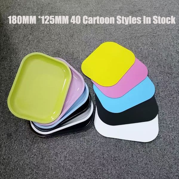 180*125mm Cartoon Rolling Tray With PVC Magnet Lid Cover Metal Cigarette Smoking Small Trays Tobacco Plate Case Storage Mini Tool New