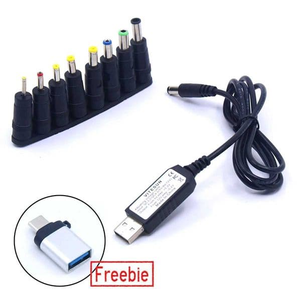 QC 3.0 USB To DC 5V-12V 6V 9V Adjustable Voltage Step 0.2V Power Cable 8 Converters For WiFi Router Speaker Fan Dummy BatteryXJ250103