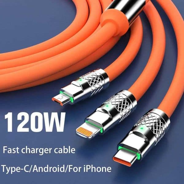 3 in 1 USB Cable 6A 120W USB Cable Fast Charging Data Cord For Multi Port Multiple Charging WireXJ250103