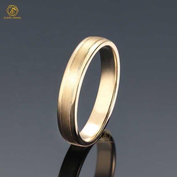 14K Yellow Bands Band Wedding Ring Set with Diamonds Gold Couple Rings for Man Woman