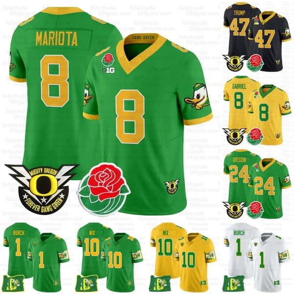 Bo Nix Oregon Ducks 2025 Rose Bowl Game BIG Patch Football Jerseys Ty Thompson Sean Dollars Marcus Mariota Keise Irving Troy Franklin Dante Thornton Justin Flowe