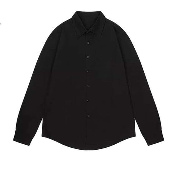 Men's high street solid color simple hip-hop versatile loose long sleeved shirt for couples