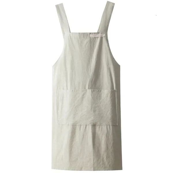 Women Japanese and Korean simple apron denim cotton linen solid color blouse kitchen Florist coffee shop 241224