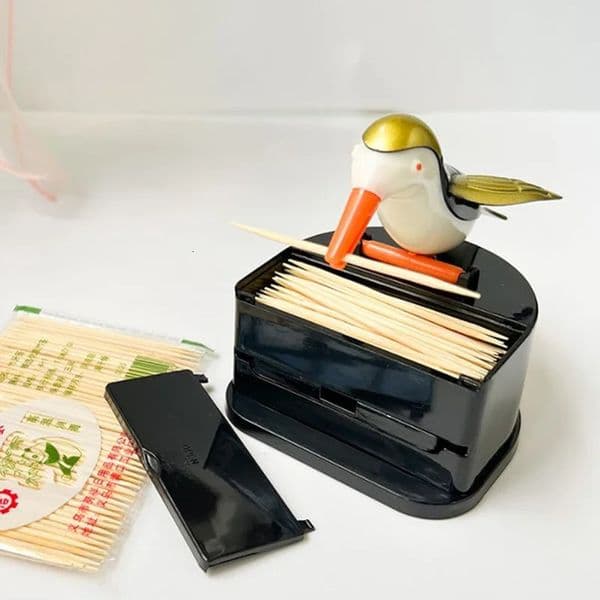 Little Bird Automatic Pop-up Toothpick Bin Woodpecker Toothpick Dispenser Jar Toothpick Holders Ornaments Dinner Table Decor 241231