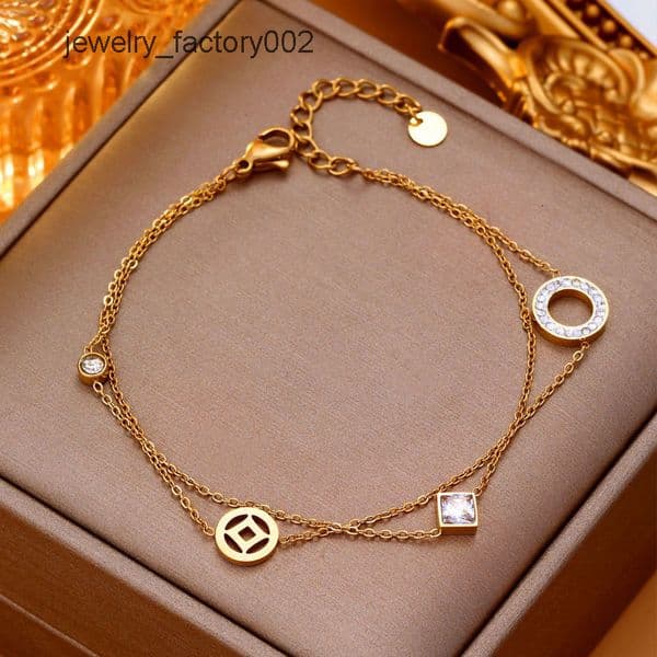DD Fashion Layered Chain Geometric Zircon 316L Bracelet For Women New Trend Bangles Non-fading Jewelry gift