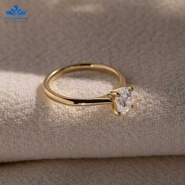 Fancy 14K 0.5Ct 1Ct 1.5Ct 2Ct Oval Cut CVD Lab Grown D-VS1 Diamond Solitaire Wedding Engagement Rings Double Claws