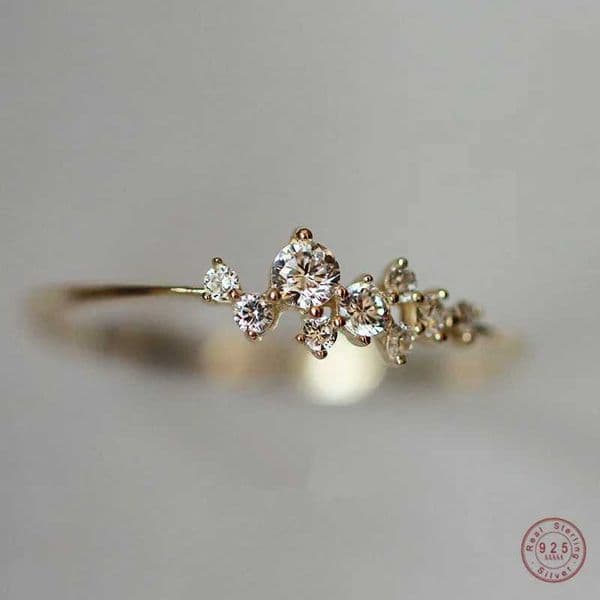 925 Sterling Silver Classic Irregular Shiny Star Plum Ring Women 14k Gold Plating High-end Temperament Party Jewelry AccoriesXJ250104