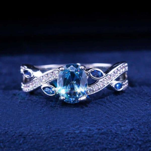 New Luxury Big silver 925 original Rings with Blue Colors CZ Zircon Stone for Women Fashion Wedding Engagement Rings GiftsXJ250104
