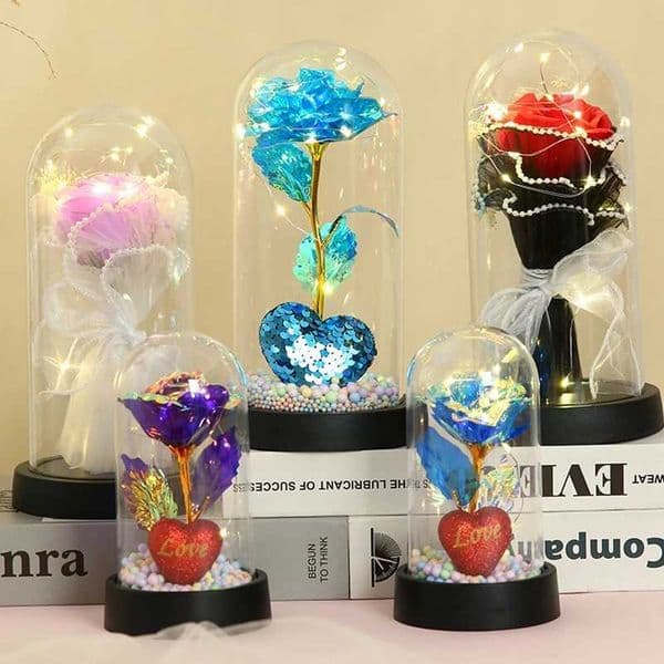 Artificial flowers eternal flowers glass covered roses celebrating Valentines Day Mothers Day birthday gifts room decoration W250104
