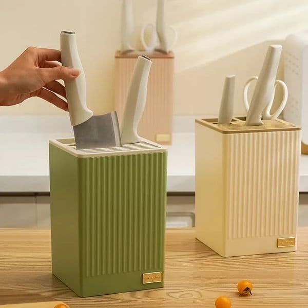 Kitchen Knife Holder Multifunctional Chopsticks Tableware Organizers Barrel Knife Storage Rack Countertop Shelf 250102BJ