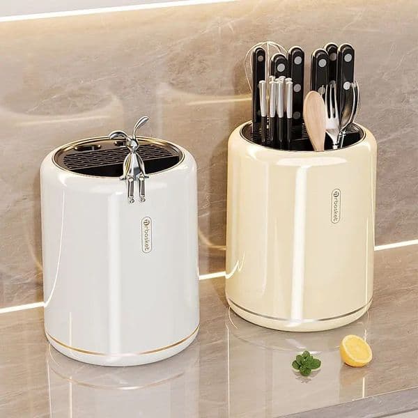 Kitchen Rotating Knife Rack Shelf Without Rabbit Model Drainer Holder Home Countertop Chopstick Cage All-in-One Multifunctional 250102BJ