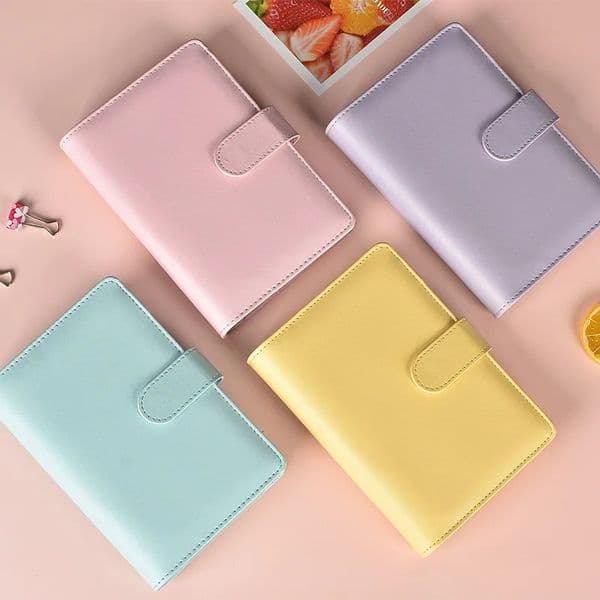 Macaron Color A5 A6 6 Ring Binder PU Clip-on Notebook Leather Loose Leaf Notebook Cover Notebooks Journal Kawaii Stationery 250103