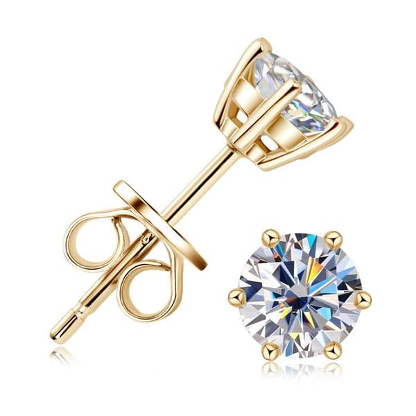 Choucong Handmade Classical Six Claw Stud Earrings Simple Fashion Jewelry 100% Real 925 Sterling Silver Round Cut White Moissanite Diamond Party Women Earring Gift