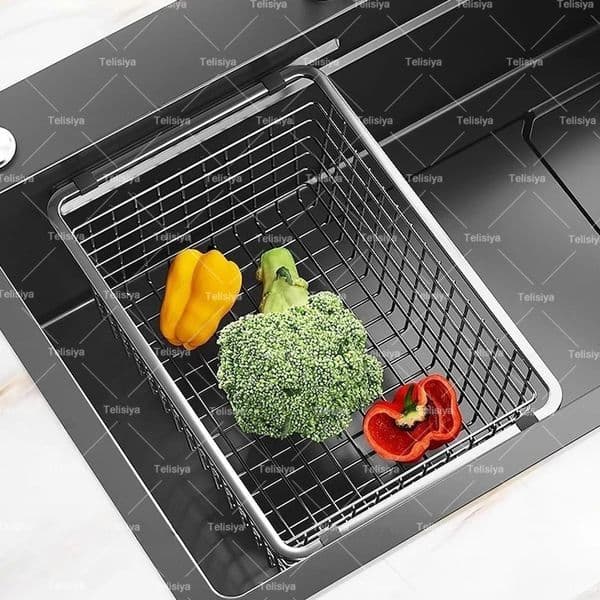 Stainless Steel Drain Basket Kitchen Accessories Sink Drain Rack Vegetable Basin Dishes Water Filter Storage Rack 250103