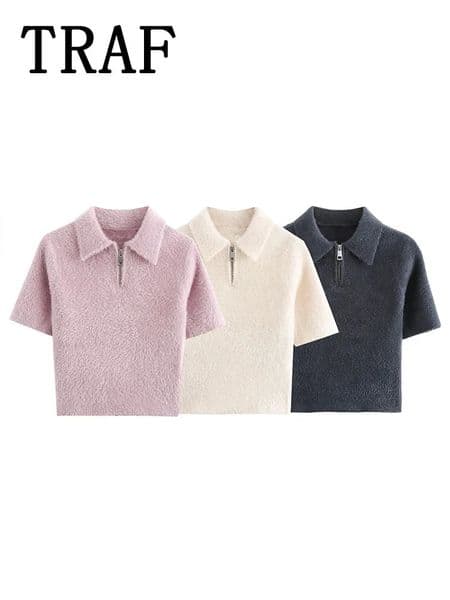 TRAF Woman Polo Shirt Multi Colored Casual Whorts for Daily Use Polo Shirt Fashion polo Whirts Women Tops 250102BJ