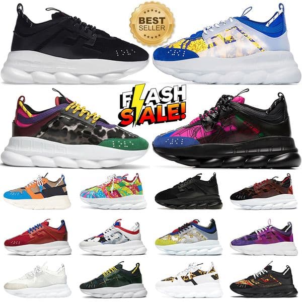 designer Luxury shoes Chain Reaction men sneakers women trainers Outdoor platform shoe Black White Red Cherry Bluette Gold shoe