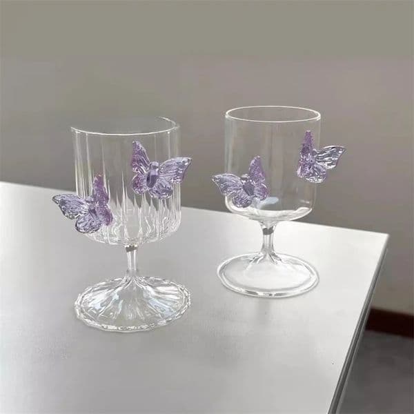 In Korean Color Butterfly Wine Glass Simple Household Water Glass Creative Champagne Cocktail Goblet 241231