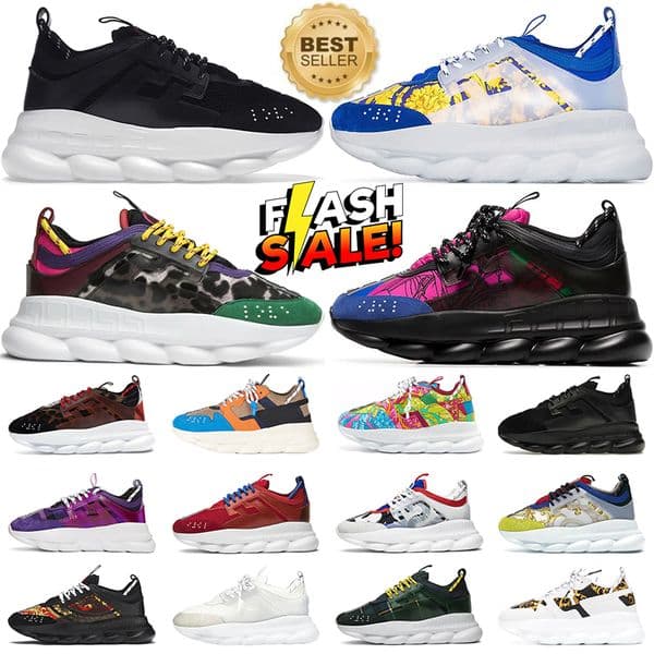 designer Luxury shoes Chain Reaction men sneakers women trainers platform shoe Black White Red Cherry Bluette Gold shoe