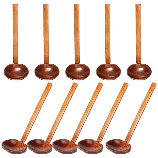10PCS Wood Soup Spoon with Long Handle Japanese Style Ramen Spoon Large Pot Spoon Tortoise Shell Spoon Serving Spoon 250106