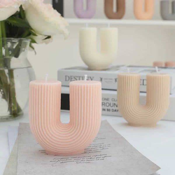 Small Fresh Rainbow Bridge U-shaped Fragrant Candle Modern Home Decoration Decorative Stripe Geometric U-shaped Fragrant Candle M250106