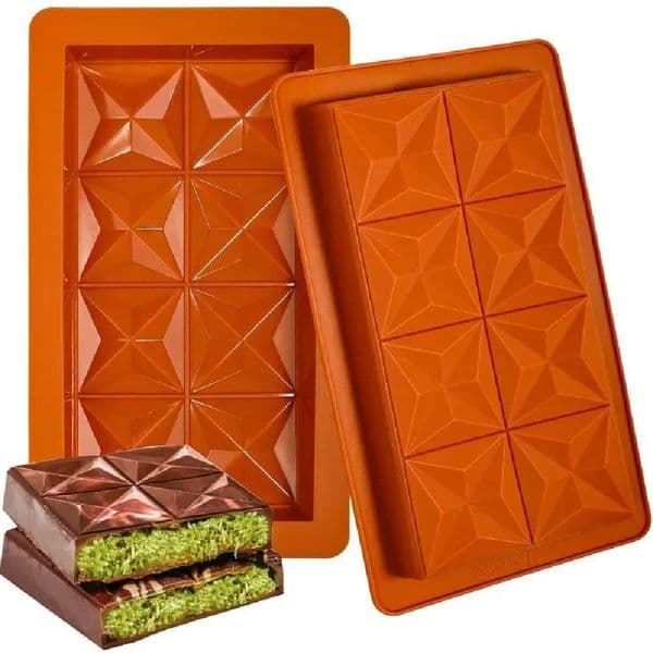 Deep chocolate bar mold with 10 piece bag thick Dubai chocolate mold used for filling bars pistachios chocolate bars M250106