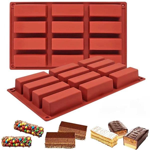 Silicone cake mold biscuit chocolate bar mold easy to release durable rectangular candy mold pudding butter baking accessories M250106