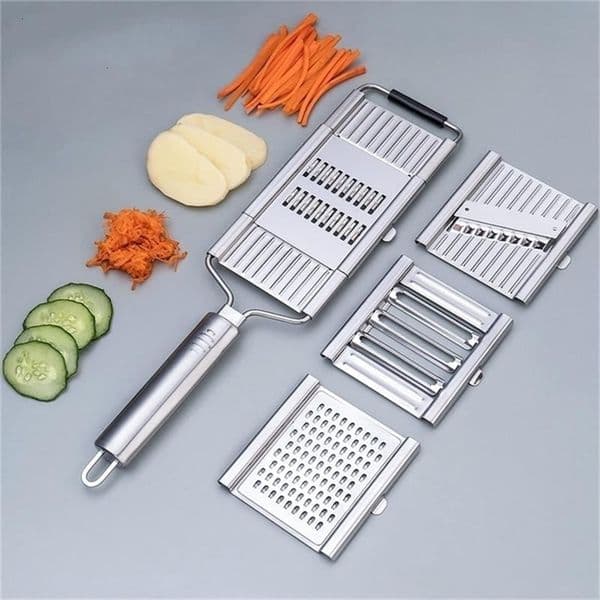 4 in1 Vegetable Slicer Stainless Steel Shredder Cutter Multi-Purpose Vegetable Slicer Cuts Set Manual Fruit Carrot Potato Grater 250106ww