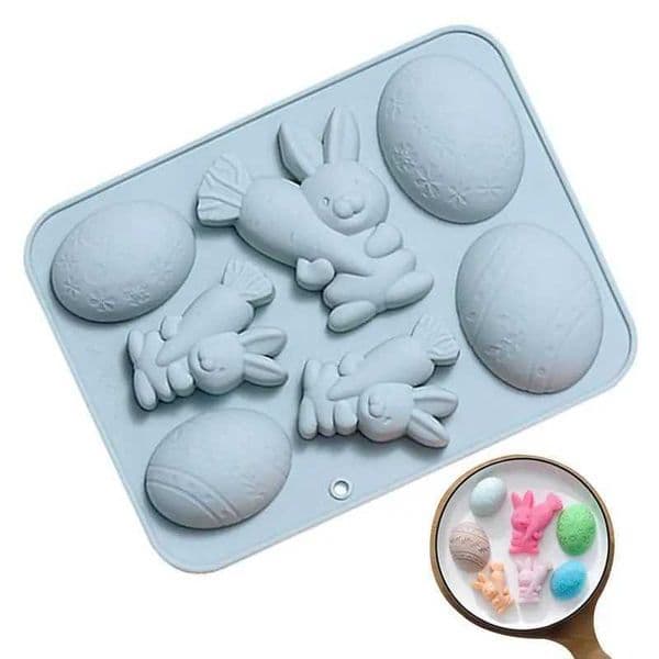 Easter Chocolate Silicone Mold Flexible Easter Egg Rabbit Carrot Silicone Mold Candle Making Home Decoration DIY Resin Mold M250106