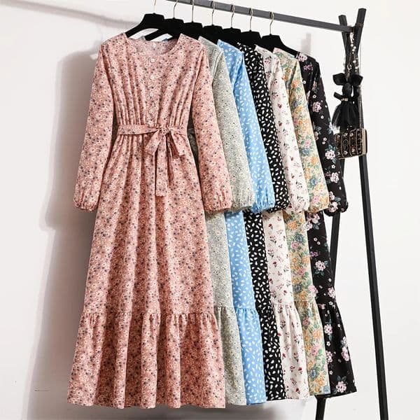 Ramadan Allover Print Maxi Dress Casual Button Front Long Sleeve Womens Clothing 250103BJ
