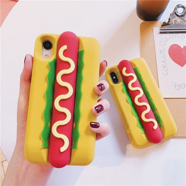 3D Hot dog Silicone Heavy Duty Phone Case For iPhone 6 7 8 Plus SE2 X XR XSmax 11 12 13 Pro Max Cases 2025 Full Soft TPU Rubber Cover