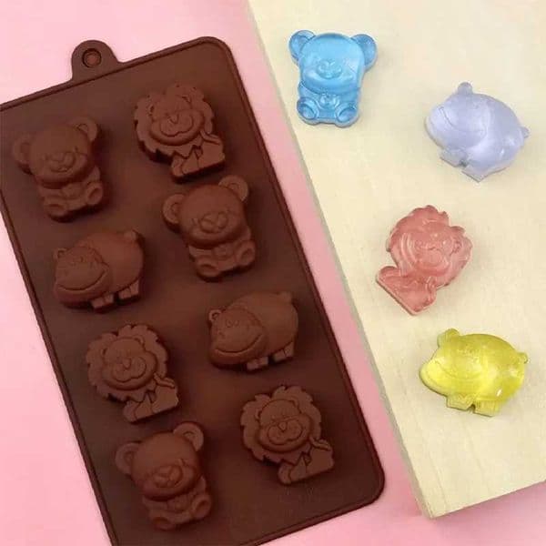 Cartoon Animal Bear Silicone Mold Fangdan Cake Frame Mold Chocolate Ice Cake Decoration Tool Kitchen Baking Accessories M250106